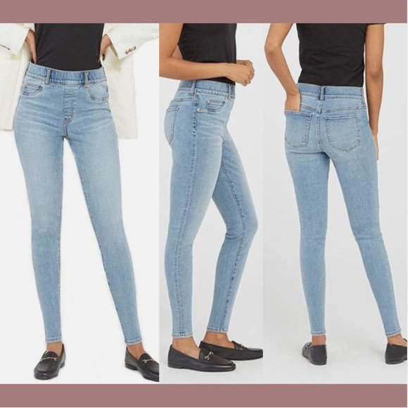 NWT $128 Spanx [ XS ]‎ Distressed Skinny Jeans in Light Vintage Wash Blue - Picture 2 of 15